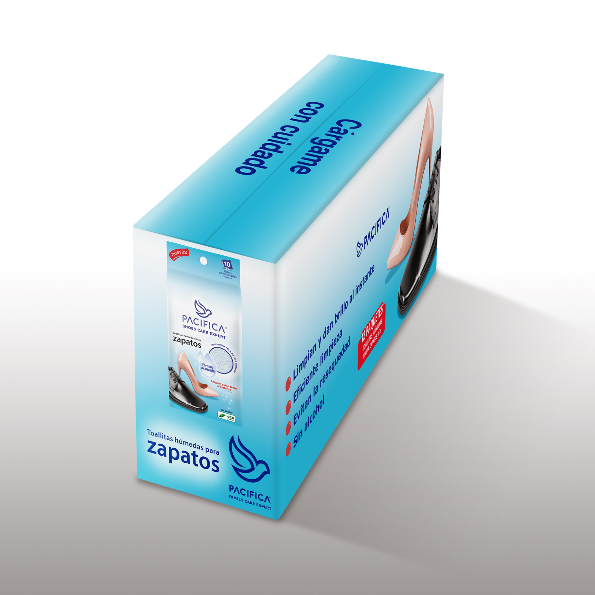 Toallitas Húmedas Pacifica Limpia Zapatos 120 Toallitas