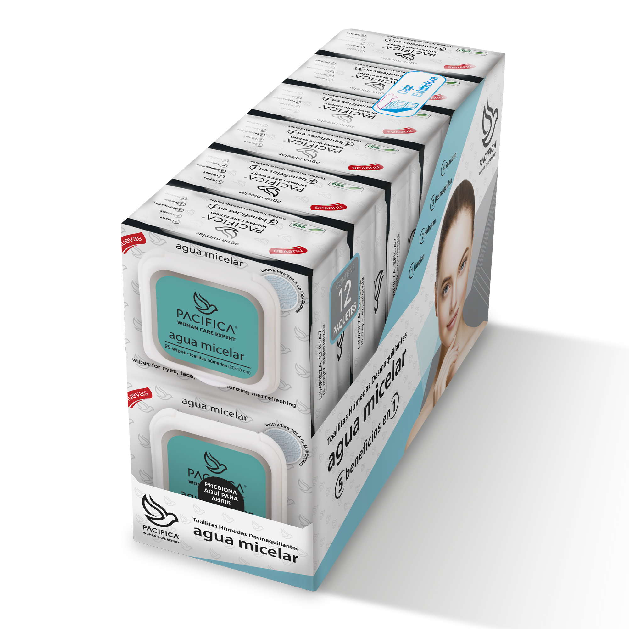Toallitas Húmedas Desmaquillantes Pacifica Agua Micelar 300 Toallitas