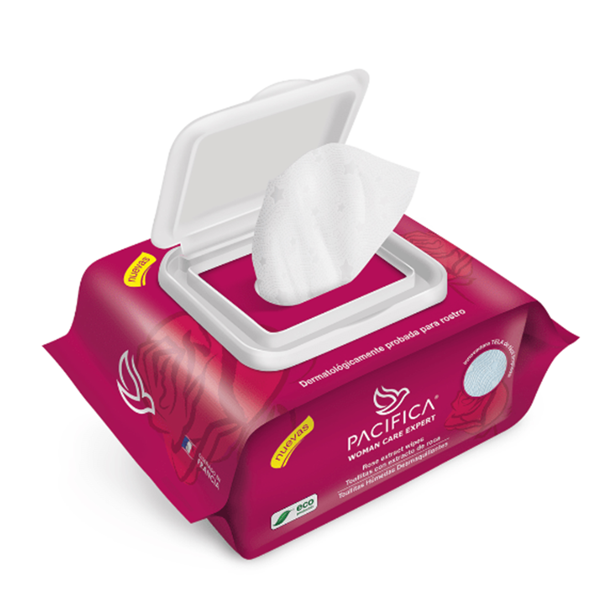 Toallitas Húmedas Desmaquillantes Pacifica Extracto de Rosas 25 Toallitas