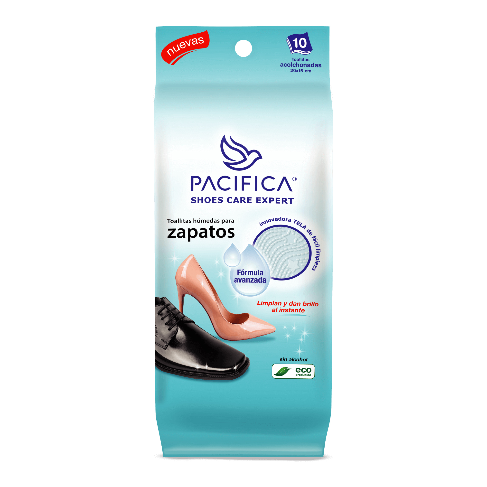 Toallitas Húmedas Pacifica Limpia Zapatos 10 Toallitas