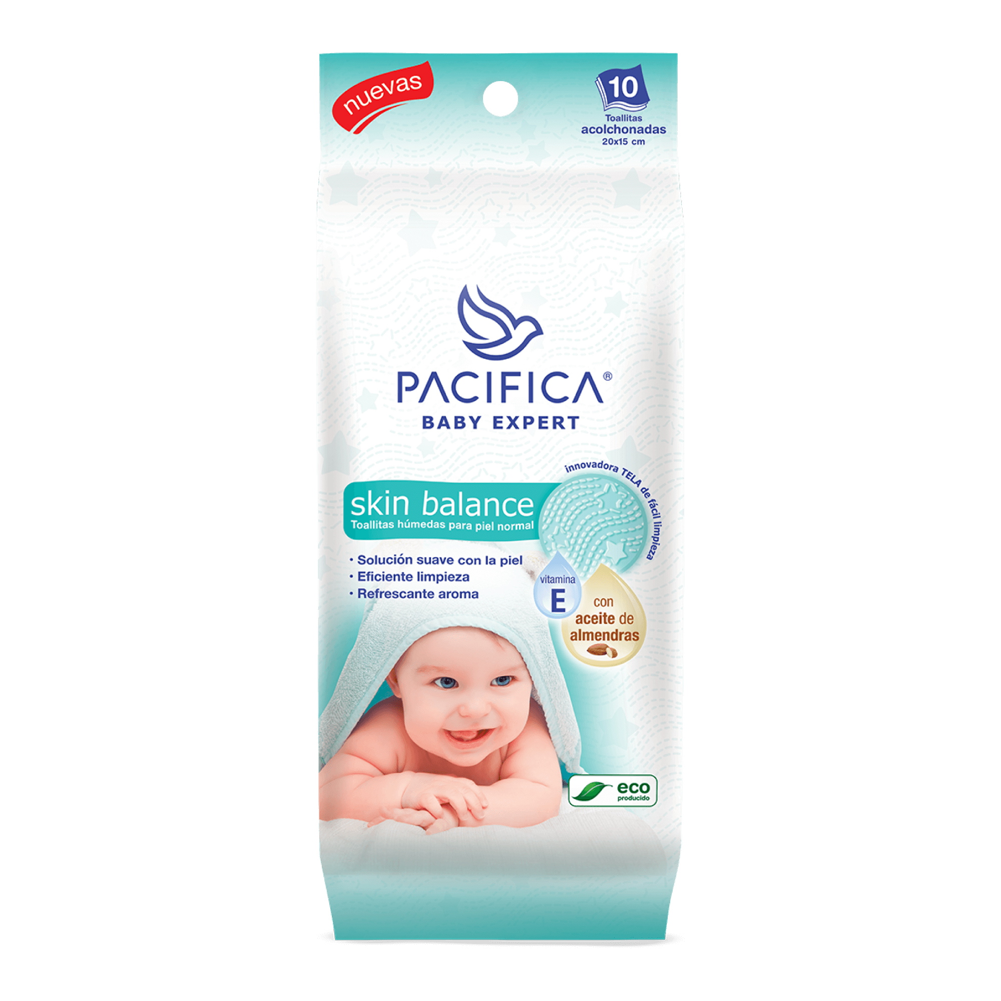 Toallitas Húmedas Para Bebé Pacifica Skin Balance de Bolsillo 10 Toallitas