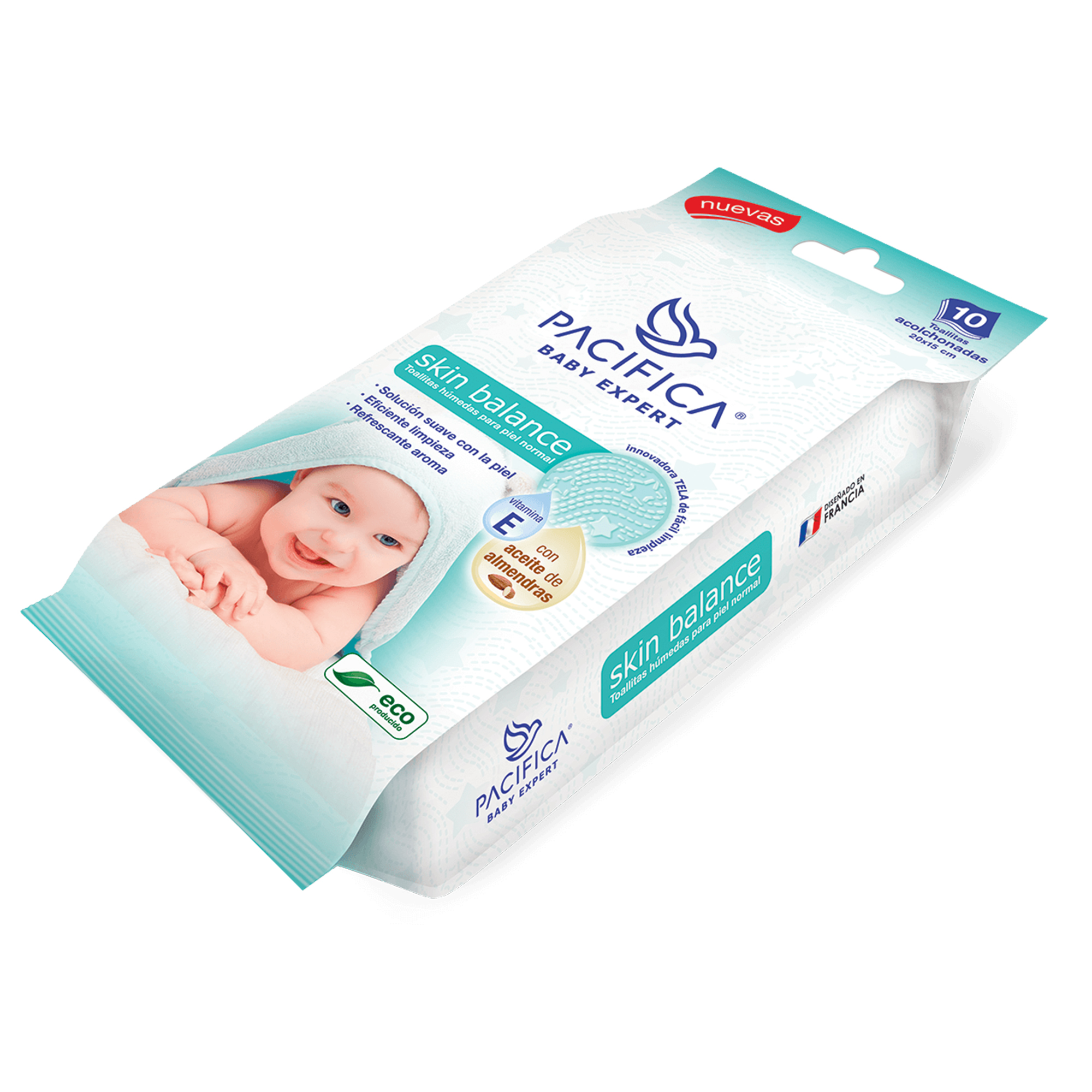 Toallitas Húmedas Para Bebé Pacifica Skin Balance de Bolsillo 10 Toallitas