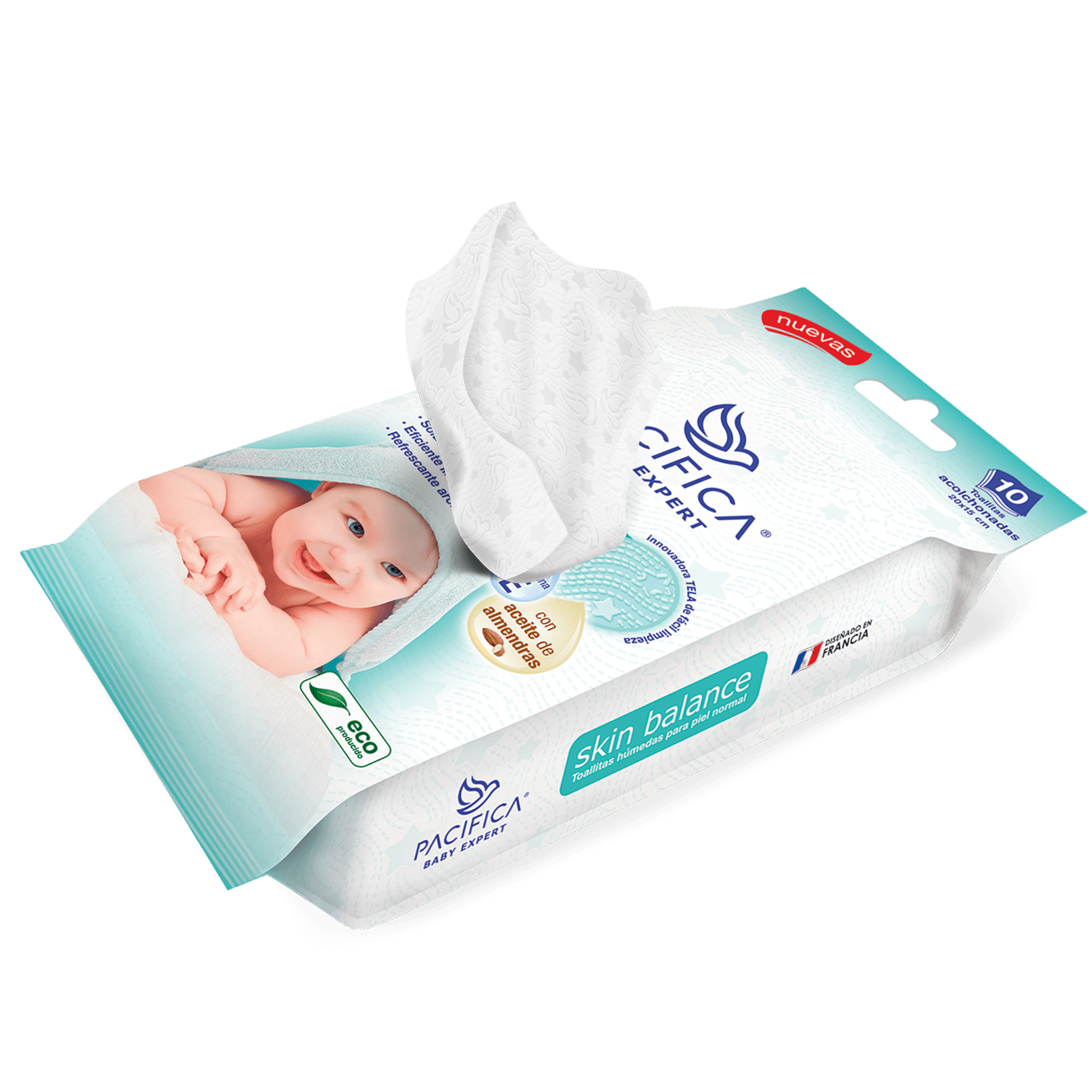 Toallitas Húmedas Para Bebé Pacifica Skin Balance de Bolsillo 10 Toallitas