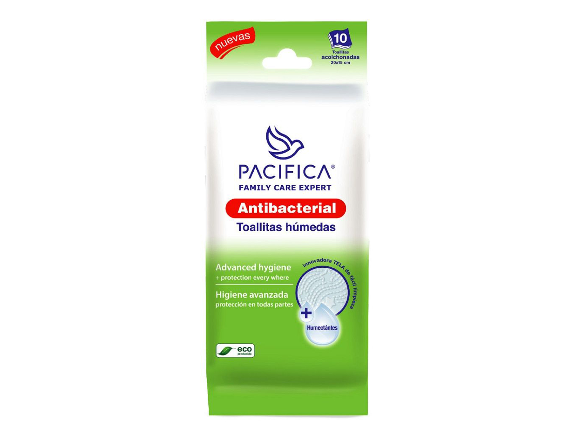 Toallitas Húmedas Pacifica Antibacterial Multiusos de Bolsillo 10 Toallitas