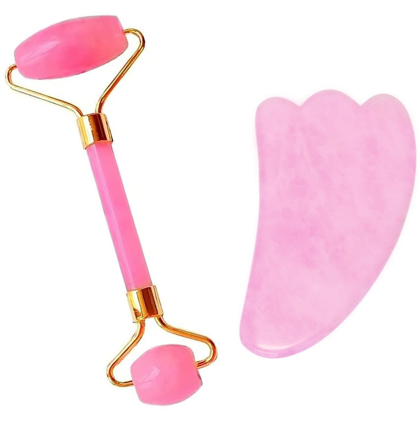  Kit masajeador de rodillo piedra plastica TECK TECK para masaje facial perfecto para belleza de cuello y cara, cuidado de la piel, incluye tablero gua sha.