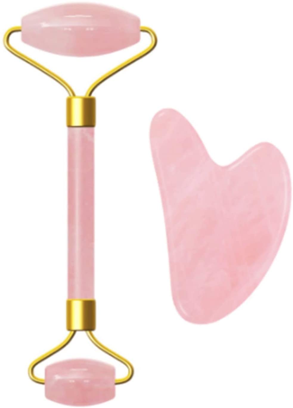  Kit masajeador de rodillo piedra plastica TECK TECK para masaje facial perfecto para belleza de cuello y cara, cuidado de la piel, incluye tablero gua sha.