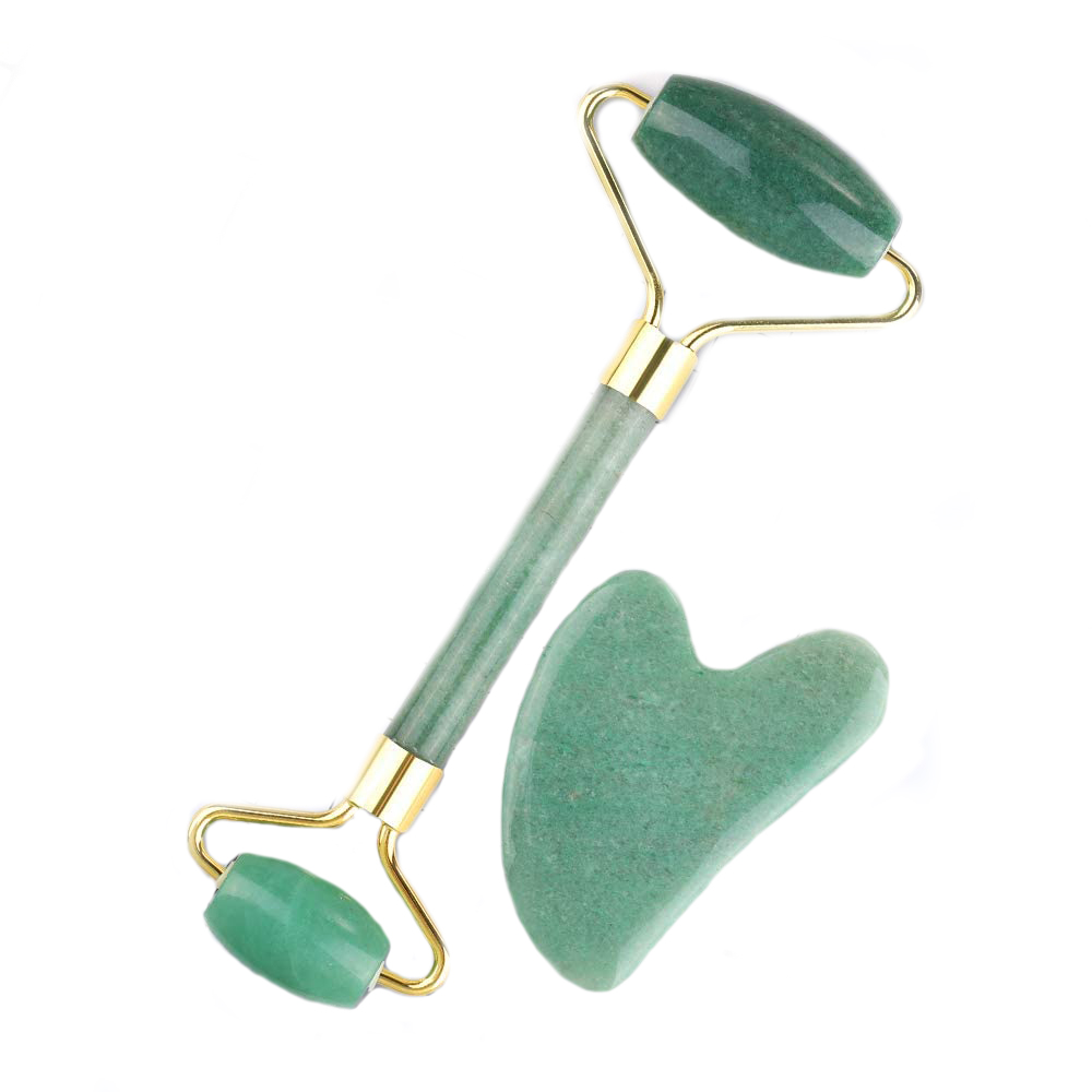  Kit masajeador de rodillo piedra plastica TECK TECK para masaje facial perfecto para belleza de cuello y cara, cuidado de la piel, incluye tablero gua sha.