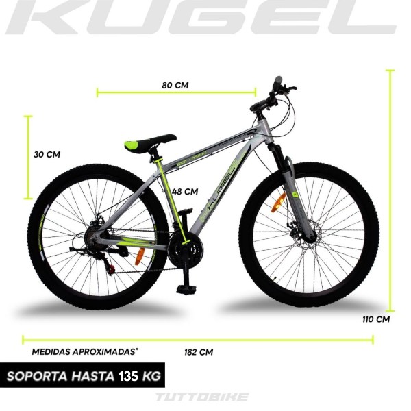 Bicicleta Montaña Rodada 29 21 Velocidades Kugel Di-MAX Bicicleta Aluminio R29 21 Velocidades Plata Bicicleta Montaña Rodada 29 Bicicletas Montaña 29 Aluminio Bici Montaña r29 Color Gris
