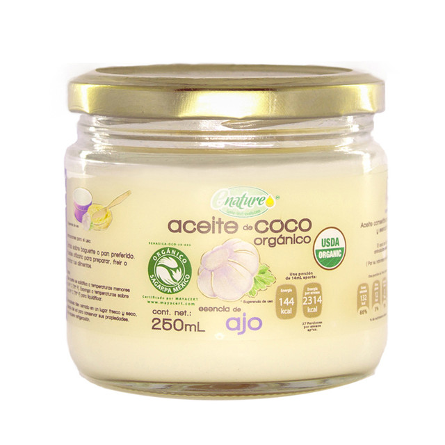 Aceite de Coco Esencia Ajo Orgánico enature 250 Mililitros