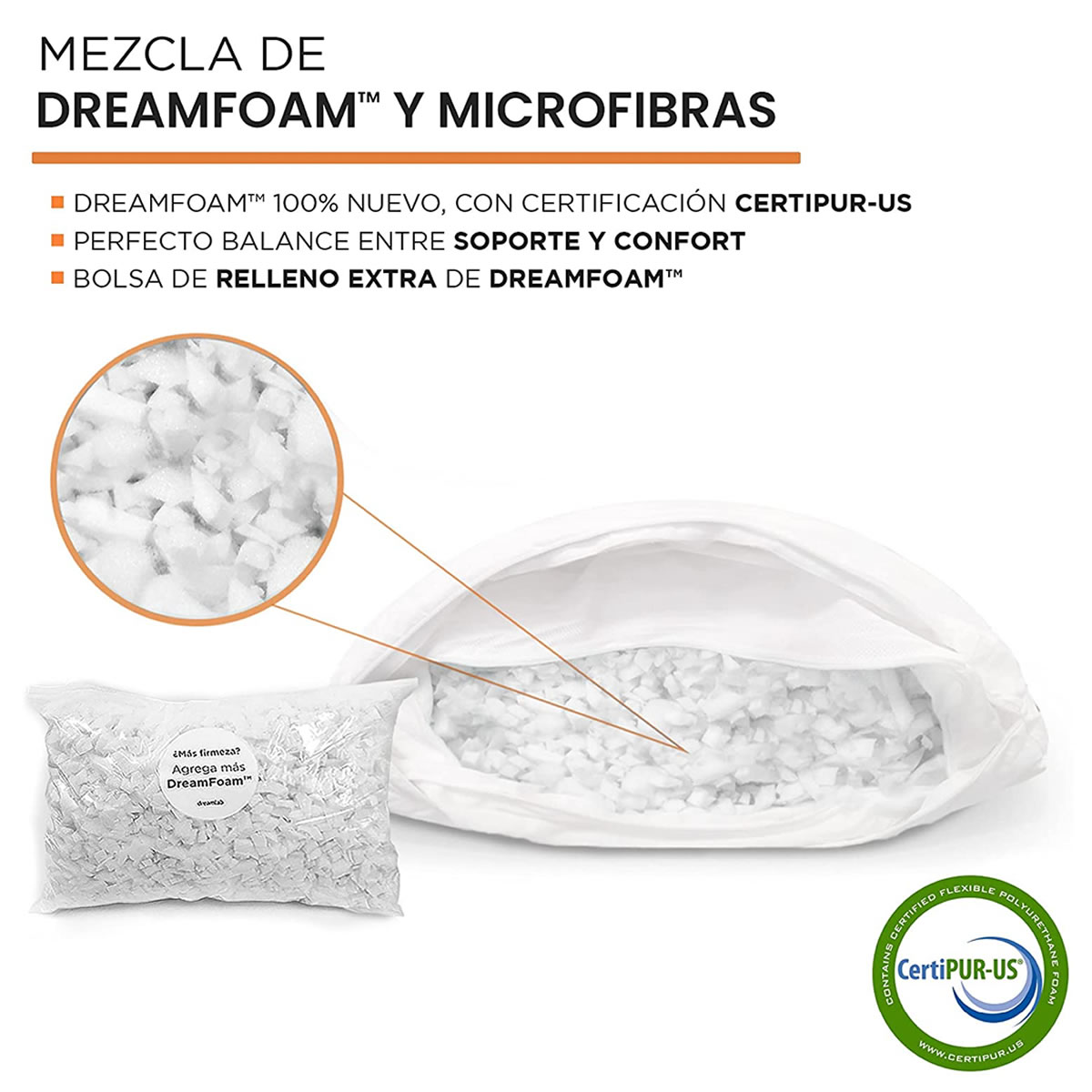 Almohada Con Algodón Tamaño Estandar Dreamlab Hybrid + - Blanco