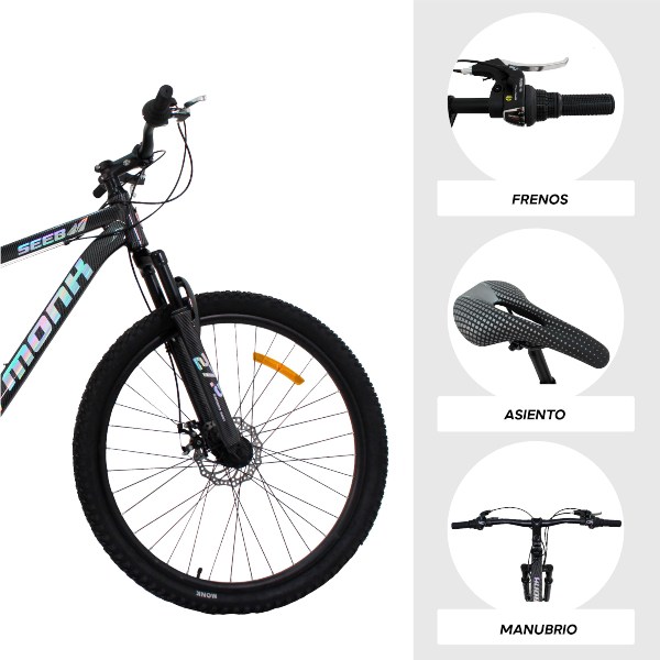 Bicicleta Montaña Rodada 27.5 21 Velocidades Monk Seeb