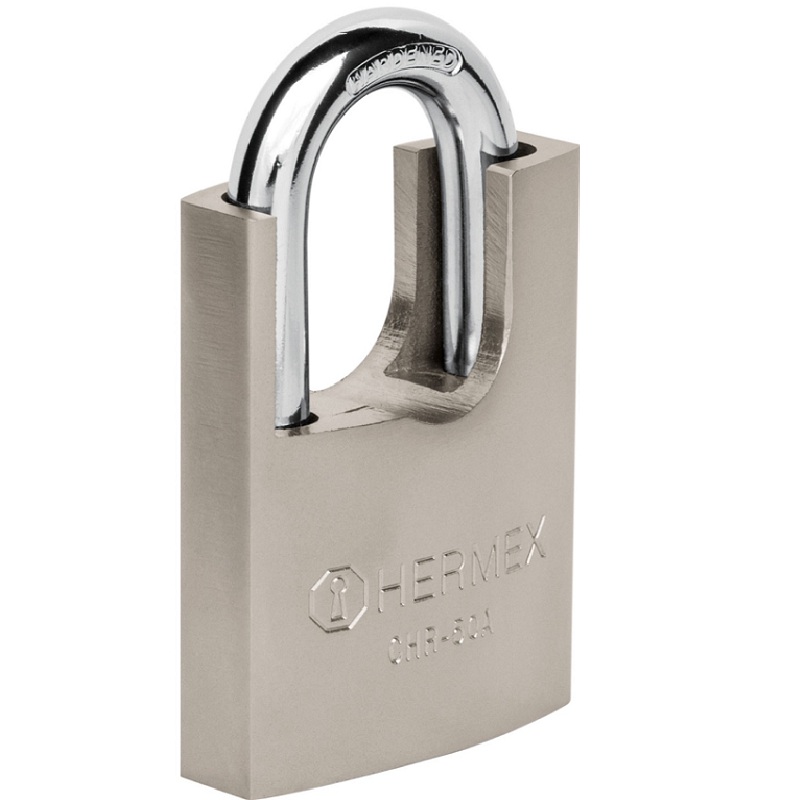CANDADO DE SEGURIDAD HERMEX DE HIERRO CON CORAZA ANTI-GANZUA  2 LLAVES CHR-50 A 
