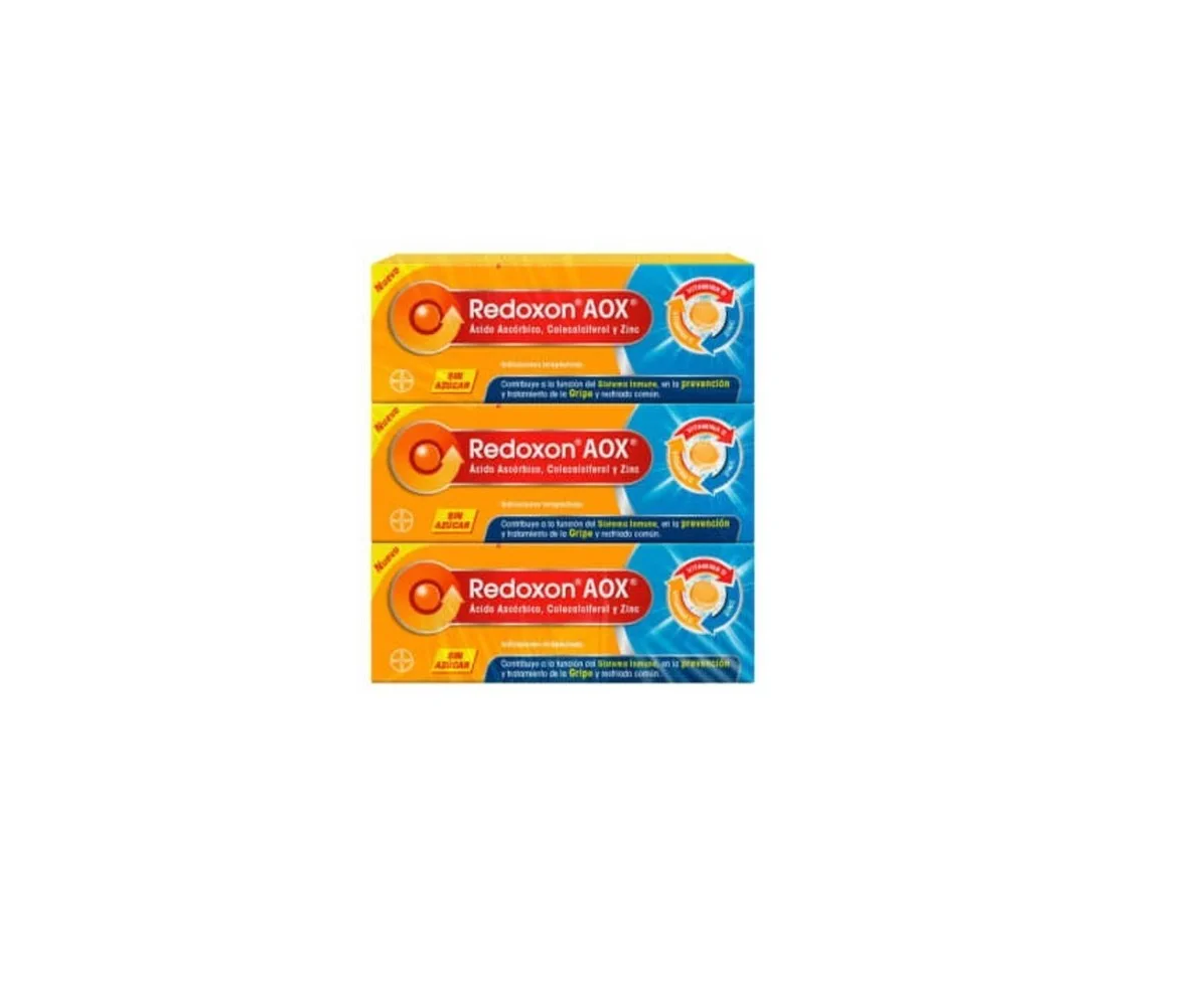 Pack 3 Redoxon Aox Vitamina D+ Vit C+ Zinc C/u 10 Tabletas