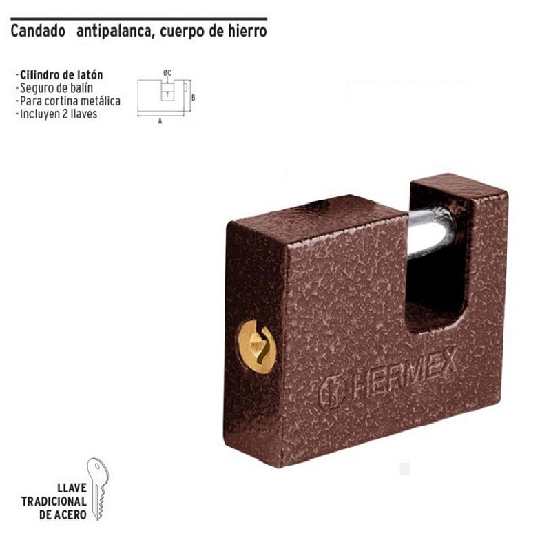 Candado De Seguridad Hermex Antipalanca Hierro Locales COR-60HP