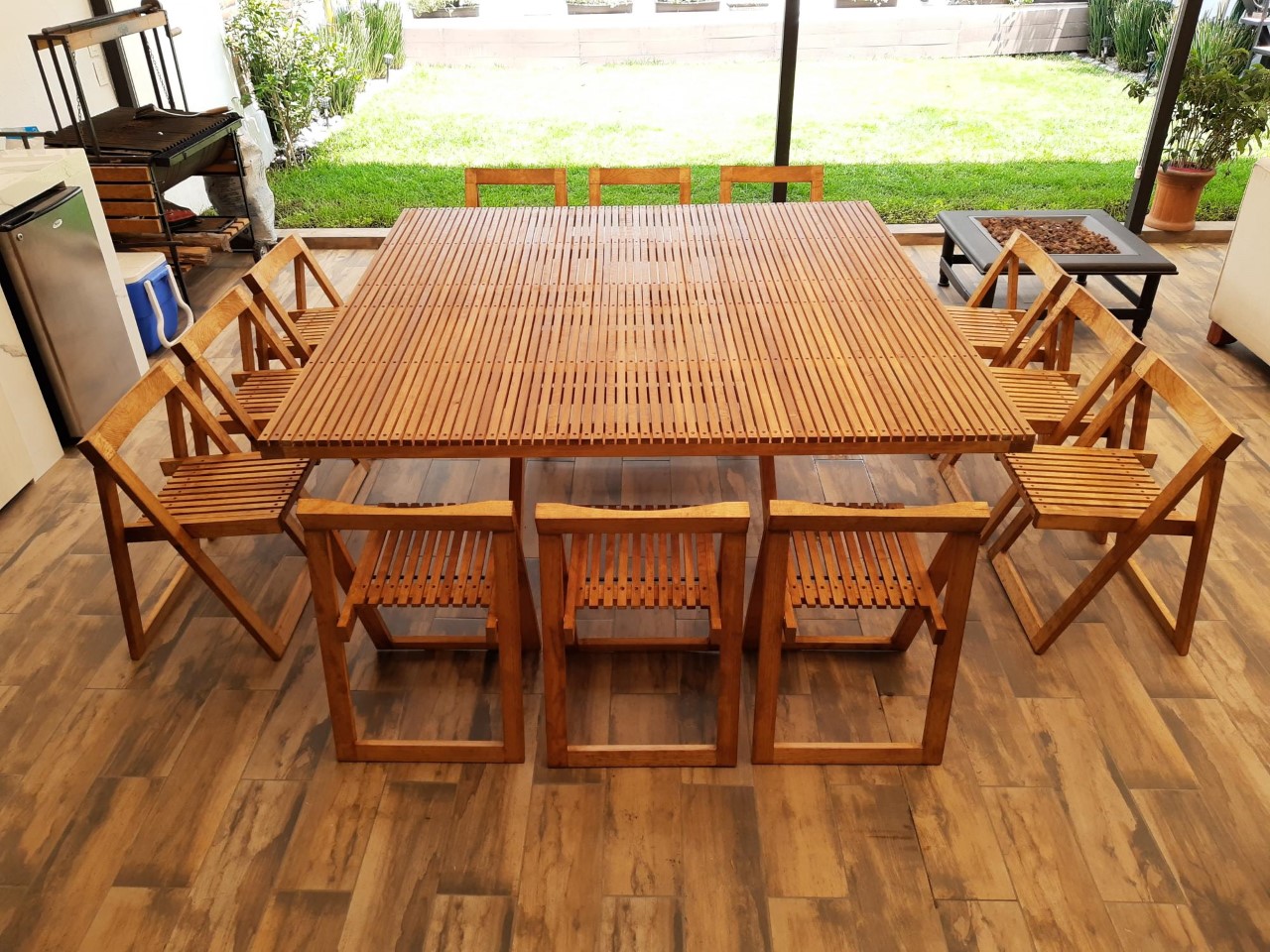 Comedor Cuadrado Modelo Terraza 12 personas 180x180 . Rústico Tratable . Leer Descripción