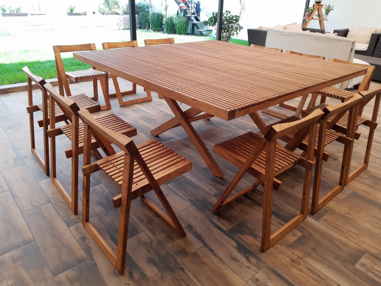 Comedor Cuadrado Modelo Terraza 12 personas 180x180 . Rústico Tratable . Leer Descripción