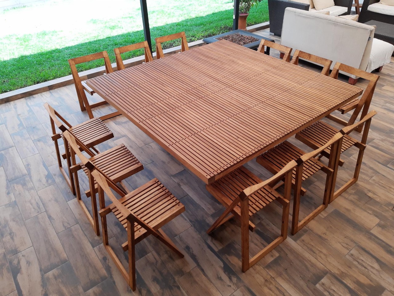 Comedor Cuadrado Modelo Terraza 12 personas 180x180 . Rústico Tratable . Leer Descripción