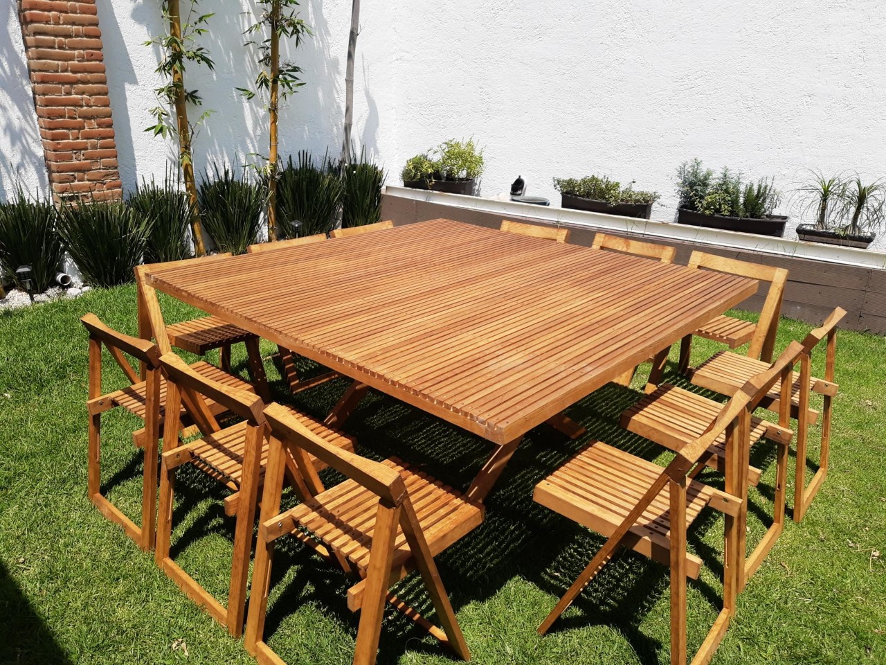 Comedor Cuadrado Modelo Terraza 12 personas 180x180 . Rústico Tratable . Leer Descripción