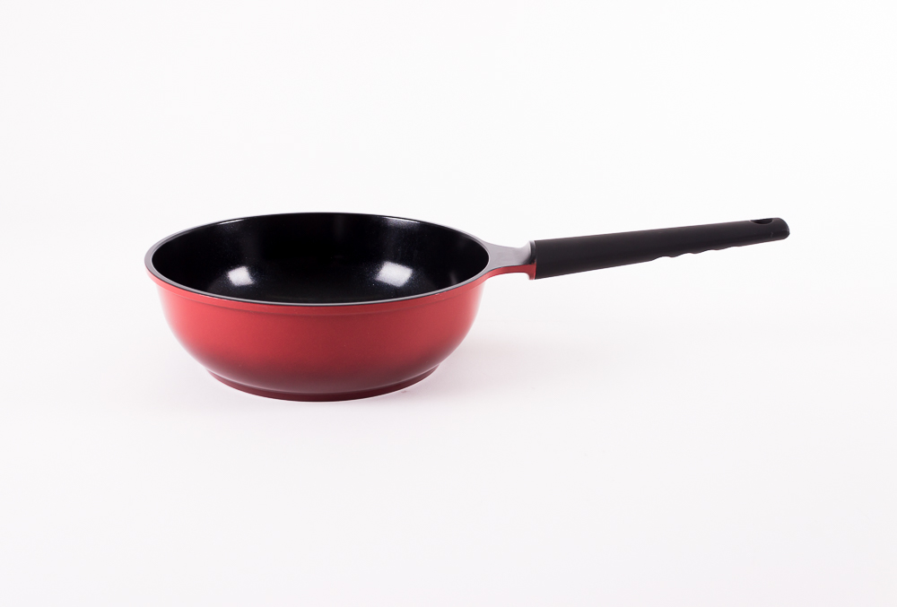 Sartén Hondo Antiadherente con Recubrimiento Diamante en Color Rojo. 26 cm de Diámetro. 