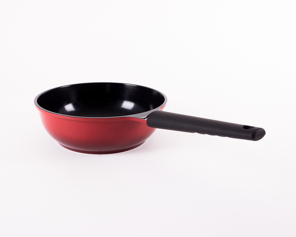 Sartén Hondo Antiadherente con Recubrimiento Diamante en Color Rojo. 26 cm de Diámetro. 