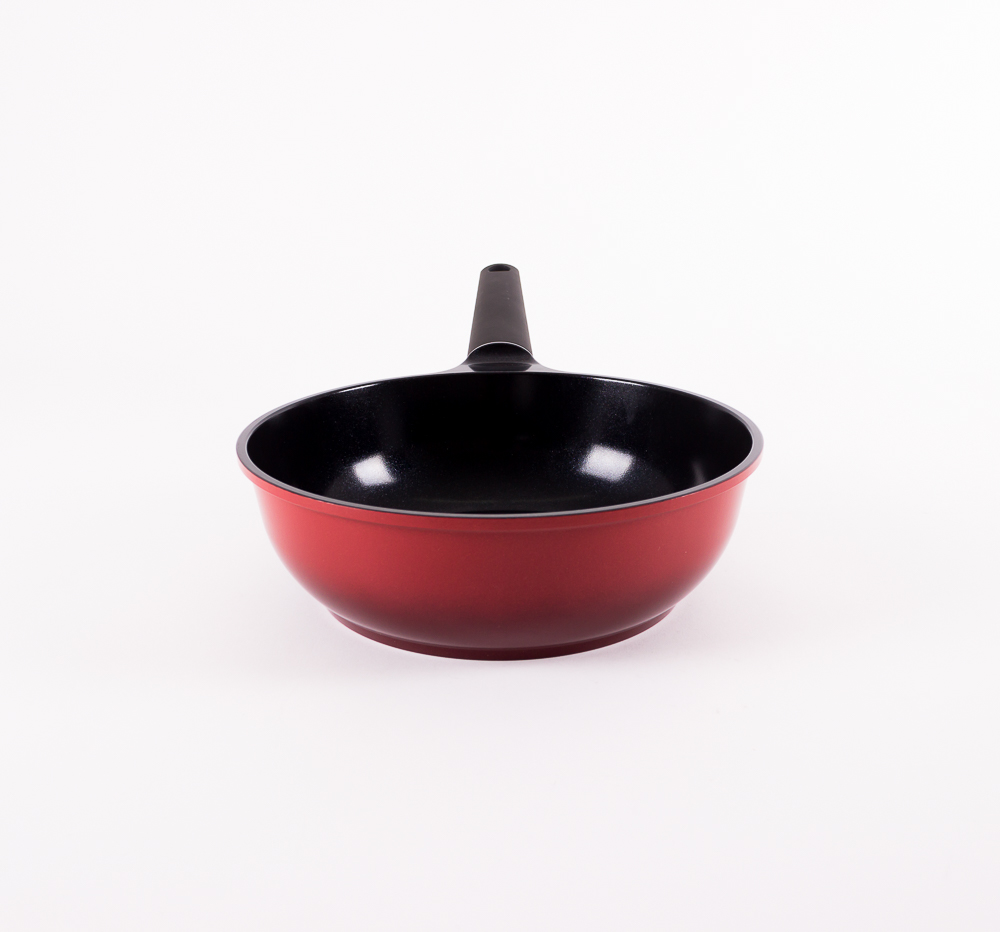 Sartén Hondo Antiadherente con Recubrimiento Diamante en Color Rojo. 26 cm de Diámetro. 