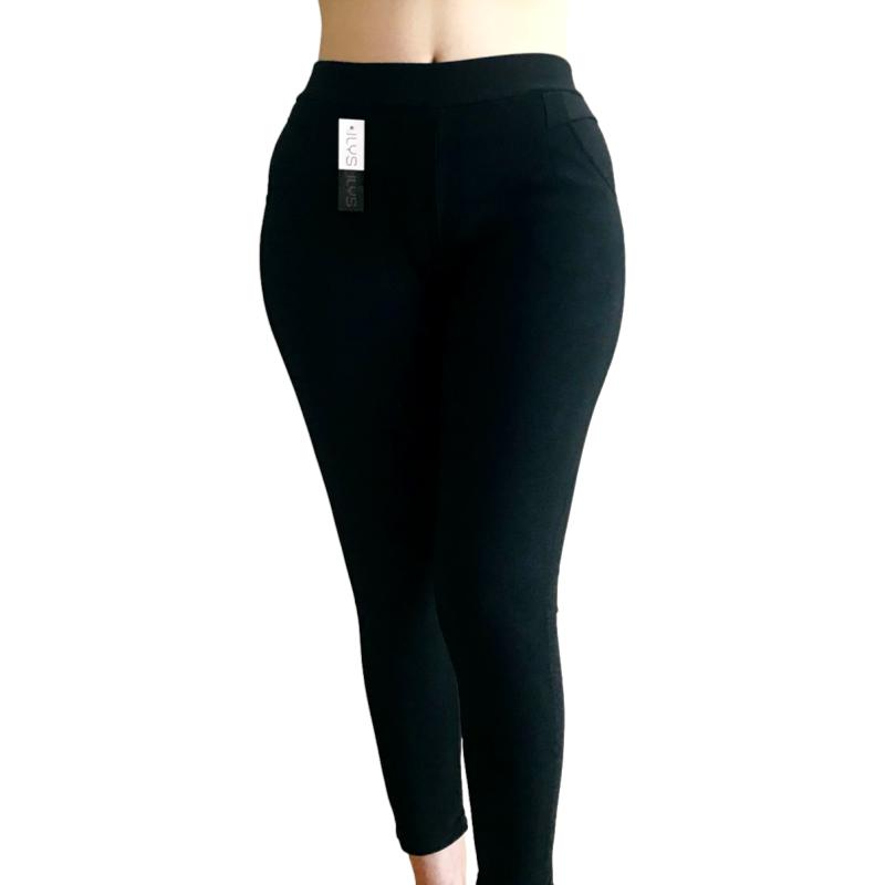 Leggings vestir skinny malla de lycra deportivos formal casual negro Ilys  