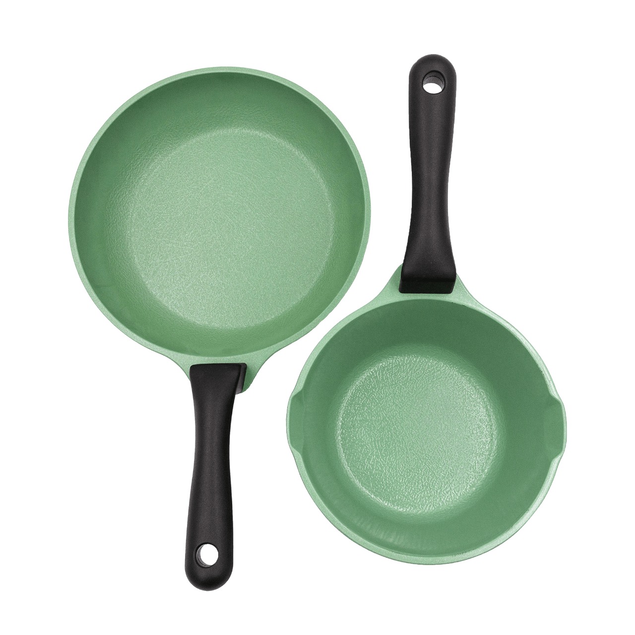 Set de 2 Ollas de Jade Mini QUEEN SENSE, Color Verde de 14 y 18 cm de Diámetro