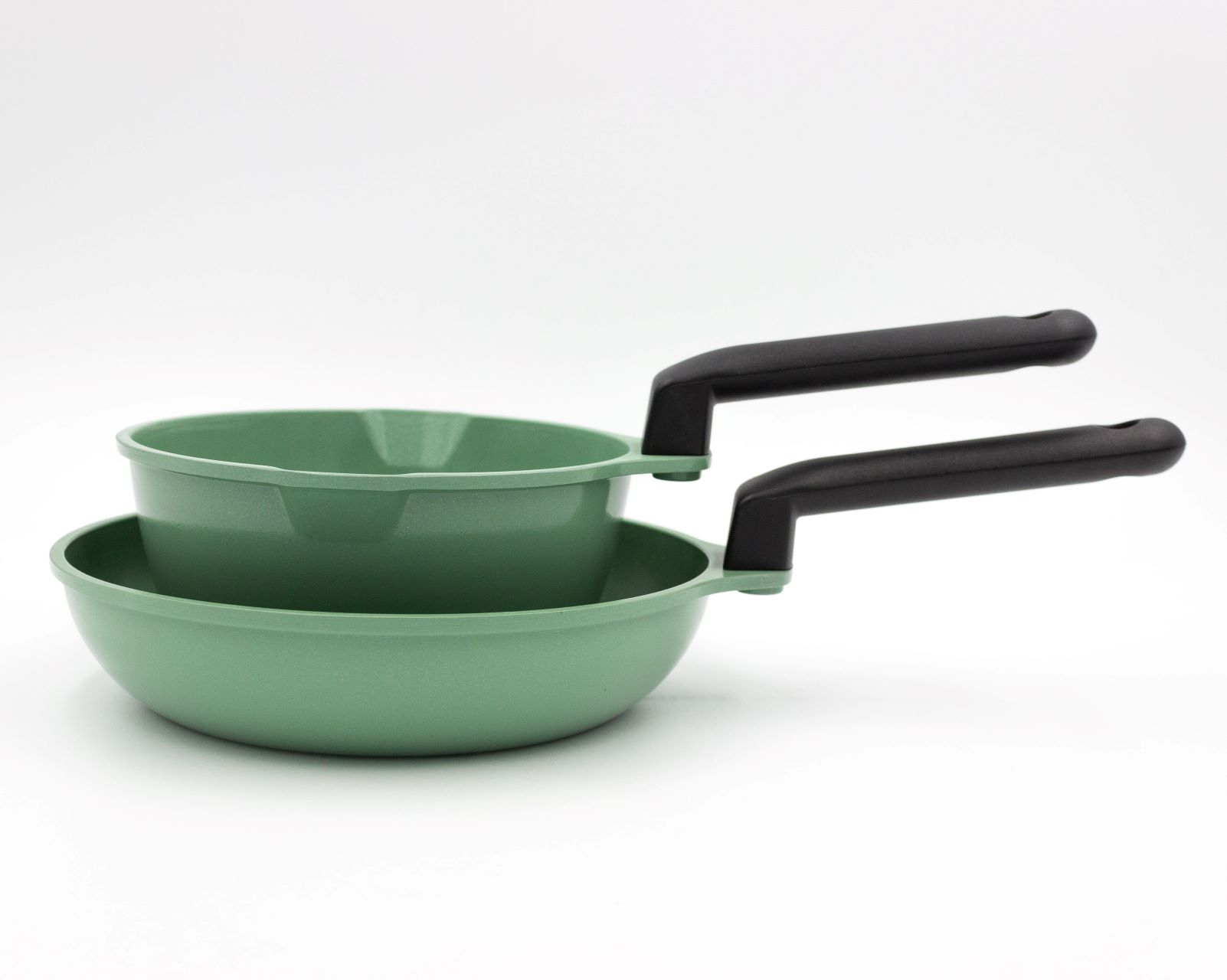 Set de 2 Ollas de Jade Mini QUEEN SENSE, Color Verde de 14 y 18 cm de Diámetro