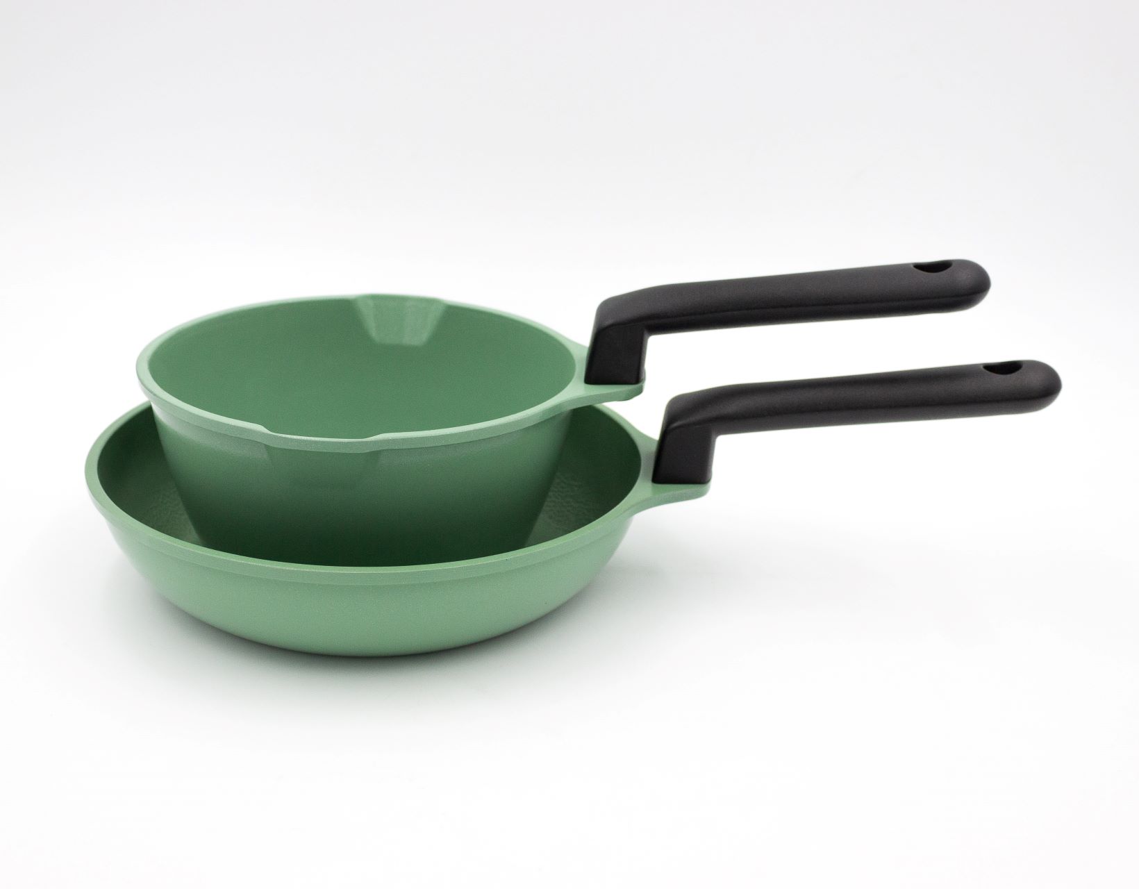 Set de 2 Ollas de Jade Mini QUEEN SENSE, Color Verde de 14 y 18 cm de Diámetro