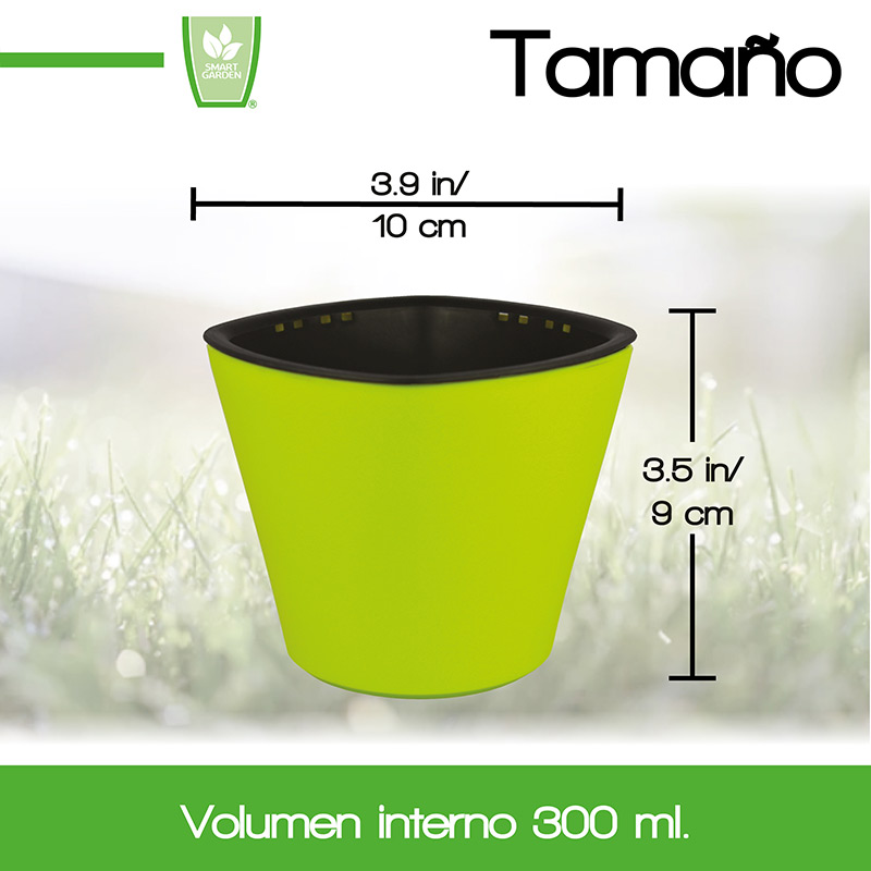 Smart Garden Maceta autorregable OC1009 Decorativa, Ovalada - Mini, Moderna, Interior - Suculentas - Autorriego Inteligente - Plástico ABS Anti UV (10cm de diámetro x 9cm de Alto) (1, Verde Mate)