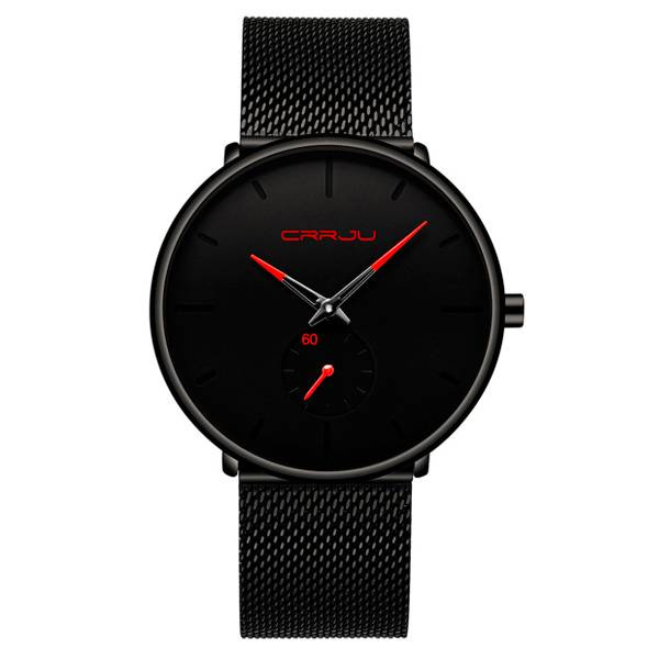 Reloj CRRJU para Hombre Elegante Correa de Malla Metálica Ajustable 