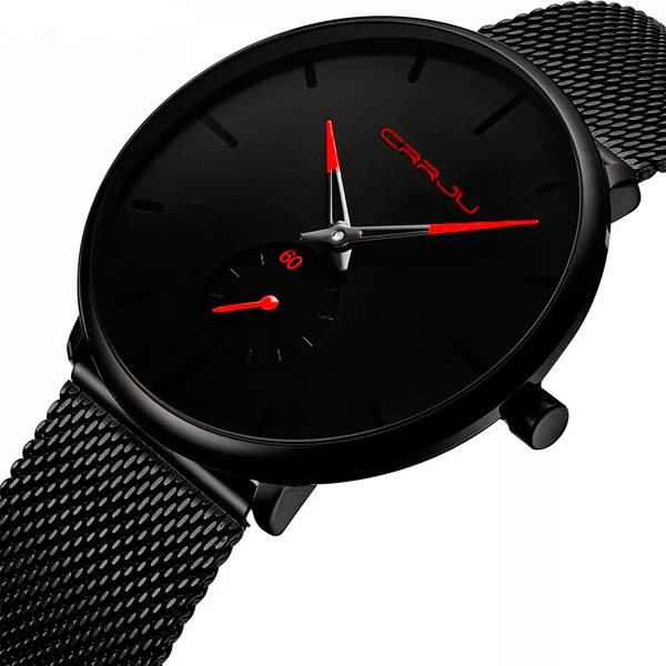 Reloj CRRJU para Hombre Elegante Correa de Malla Metálica Ajustable 