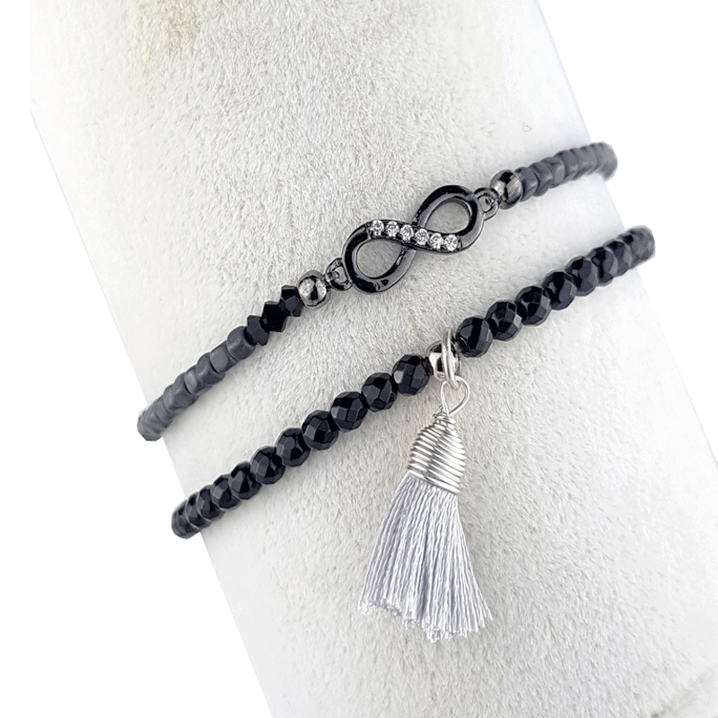  Set de pulseras dobles con dije infinito CZ de dos argollas Mashala Joyería 