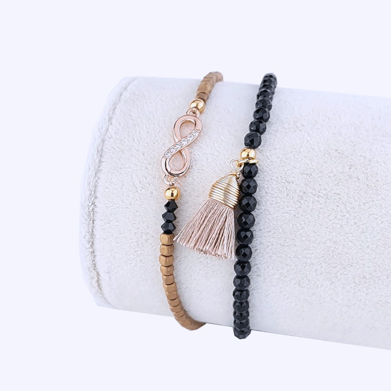  Set de pulseras dobles con dije infinito CZ de dos argollas Mashala Joyería 