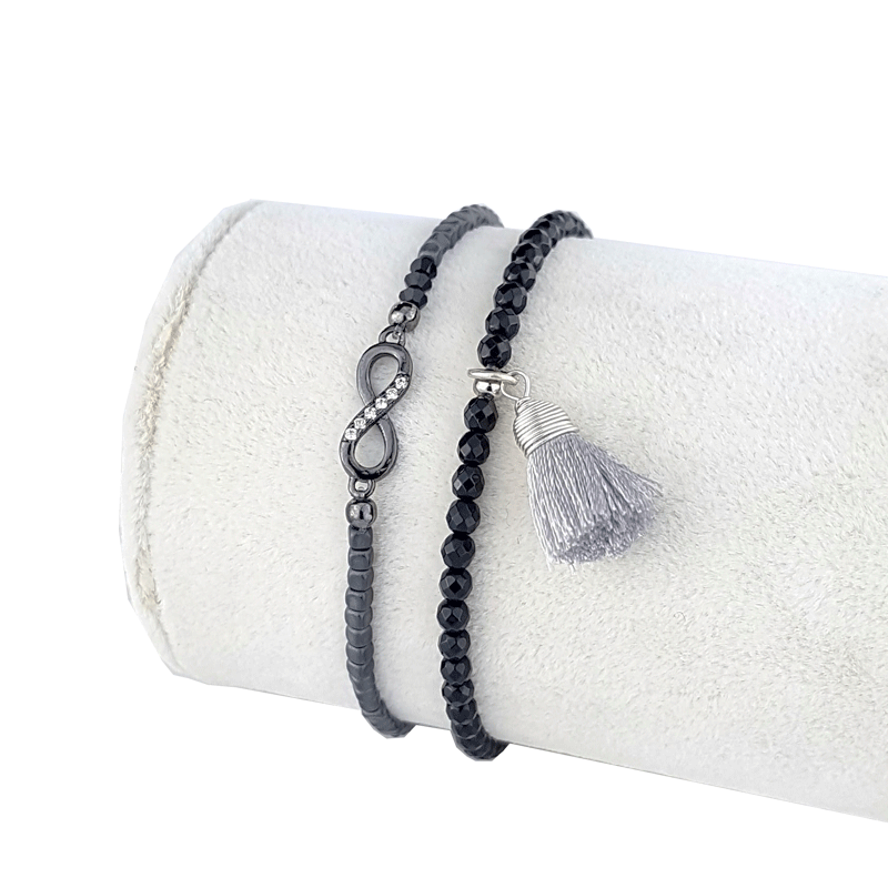  Set de pulseras dobles con dije infinito CZ de dos argollas Mashala Joyería 