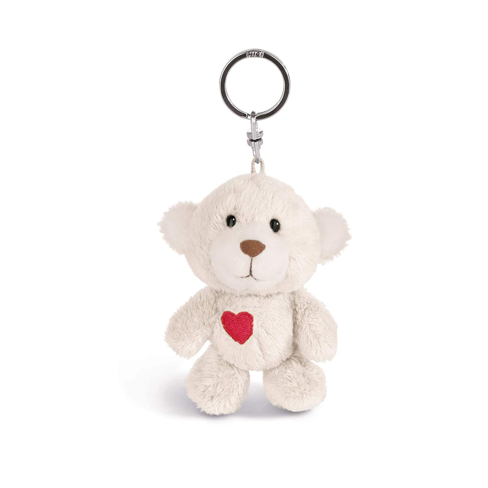 OSITO BLANCO CON CORAZÓN 10CM LLAVERO