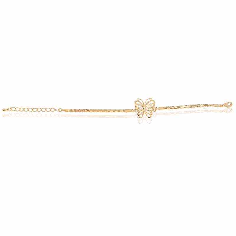 Pulsera Oro 18K Laminado #392 Dije en Forma de Mariposa