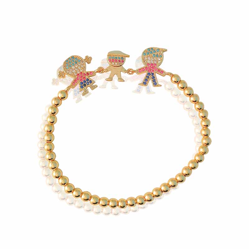 Pulsera Brazalete Perlas Doradas Oro 18k Laminado #304