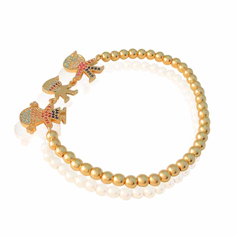 Pulsera Brazalete Perlas Doradas Oro 18k Laminado #304