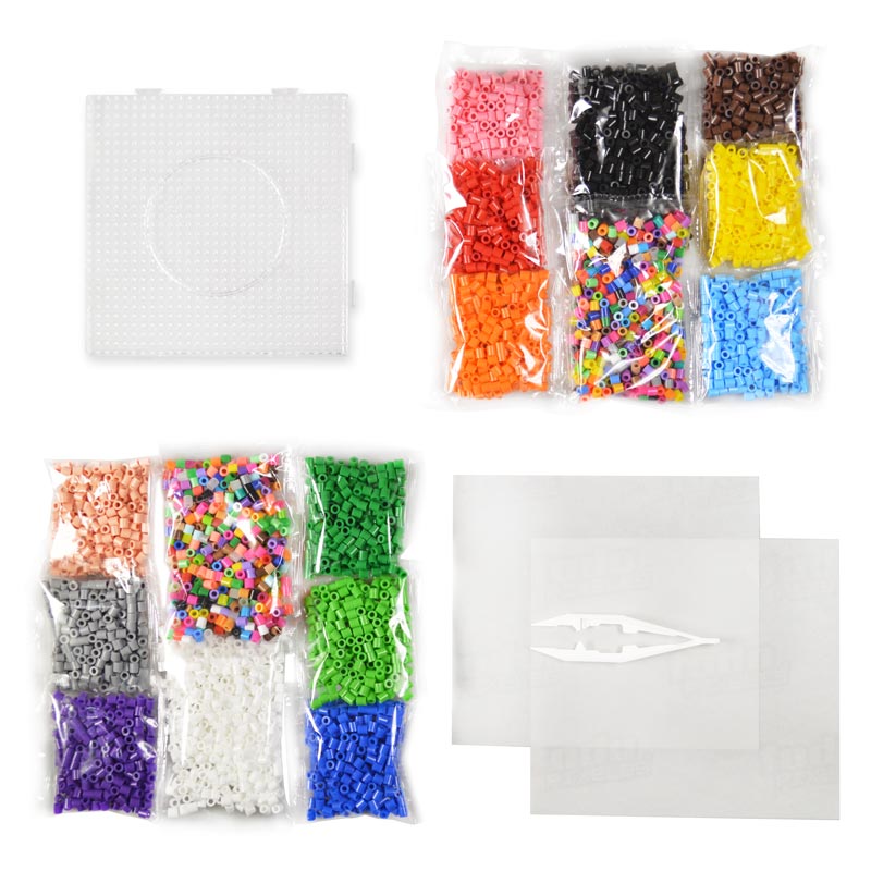 Kit Fashion 5000 Hama Beads MIDI 5mm, Tablero, Pinza y Papel Térmico- Perler Pixel Art