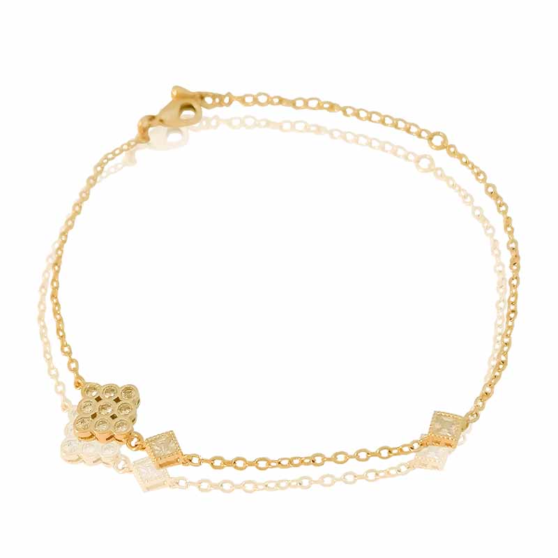 Pulsera Con Fina Cadena Oro 18k Laminado Con Dijes #220