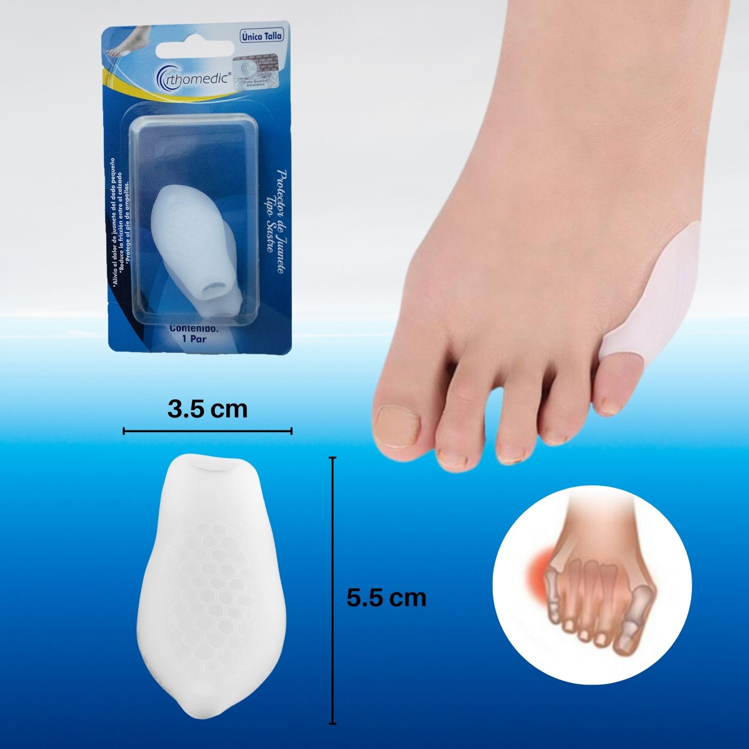 Orthomedic, Protector de Juanete Tipo Sastre, Gel Blanco, Unitalla