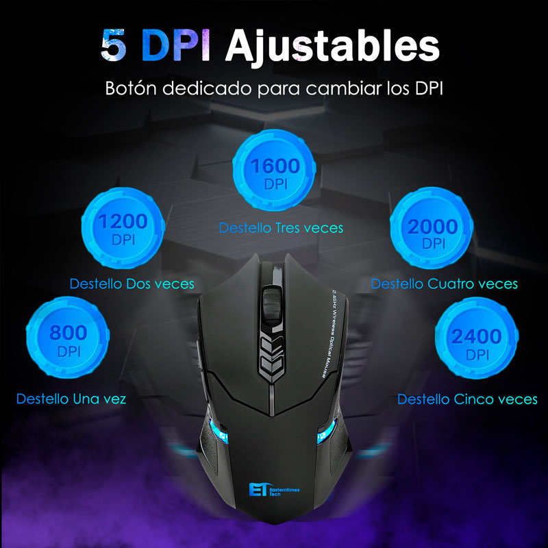 Gaming Mouse Para Juegos Raton Optico Inalambrico Wireless 2.4G