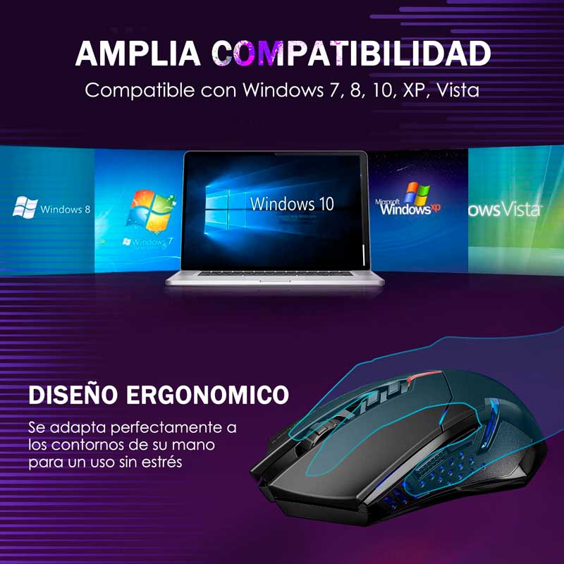 Gaming Mouse Para Juegos Raton Optico Inalambrico Wireless 2.4G