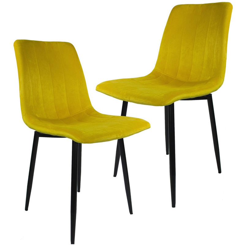 Silla Eames Tapizada Kit 2 sillas Comedor Vintage Sillon Mostaza Terciopelo