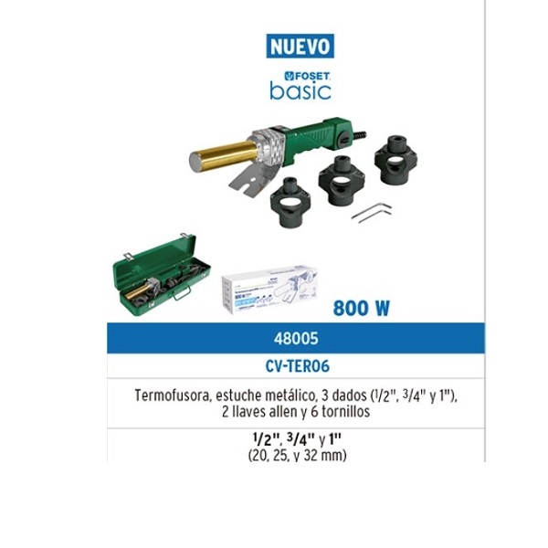 Termofusora de 800w para PPR y/o Tubo Plus con dados de 20,25y 32 mm ( 1/2 3/4 y 1) Maquina para Tubo Plus Foset Plomería