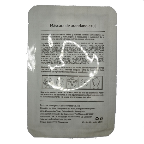 Mascarilla facial hidratante con antioxidantes para la resequedad, con extracto de arándano azul