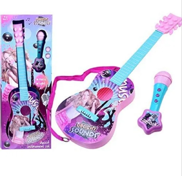 Guitarra Musical Para Niños Niñas Con Micrófono Juguetes.