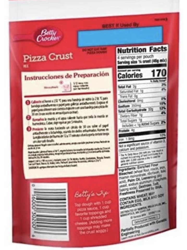Harina Masa Para Pizza Fácil Crust Instantánea Betty Crocker