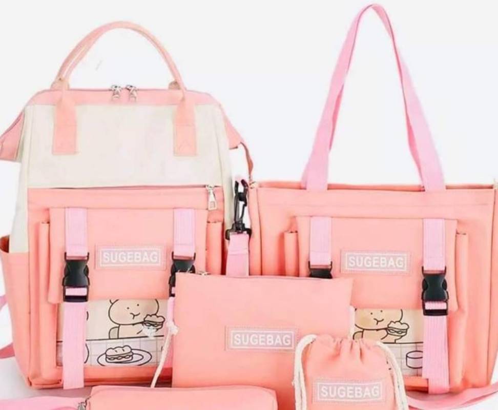 Mochila pañalera backpack set de 5 rosa